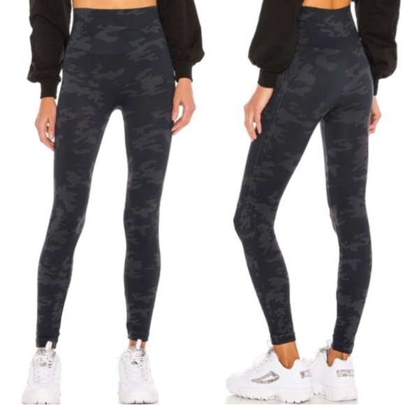 Spanx look at me now camo seamless leggings green grey navy small - Picture 1 of 6